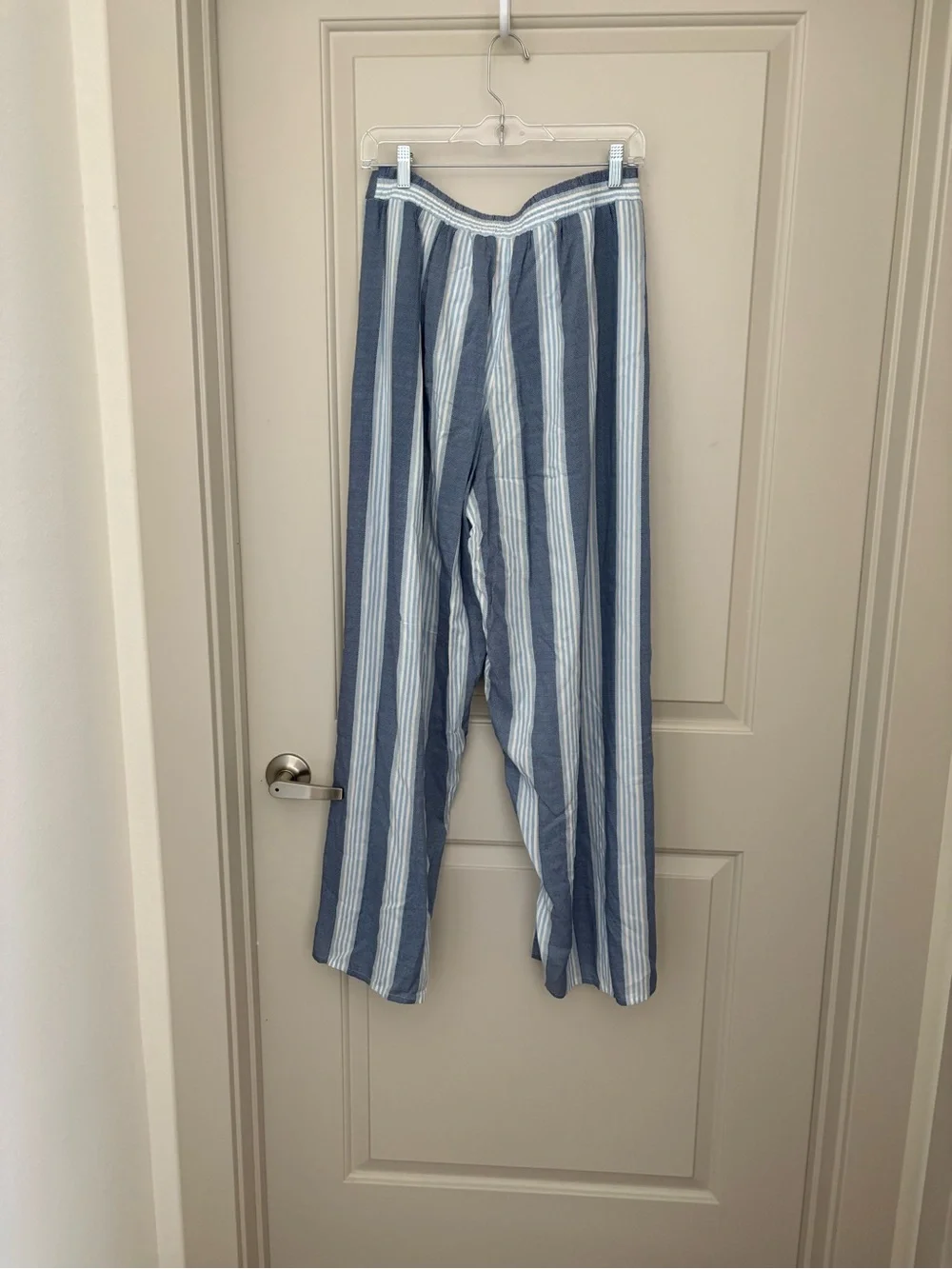 summersalt Blue and White Striped Tie-Waist Wide-Leg Pants NWT size M - Picture 5 of 6